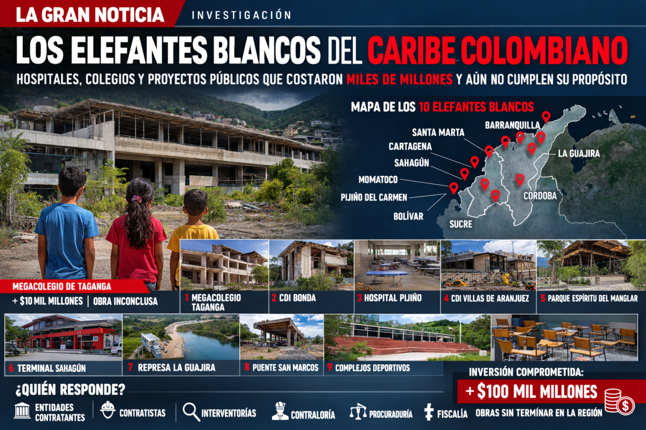 Los elefantes blancos que costaron más de $600 mil millones en la Región Caribe colombiana: ¿Se perdieron los dineros?