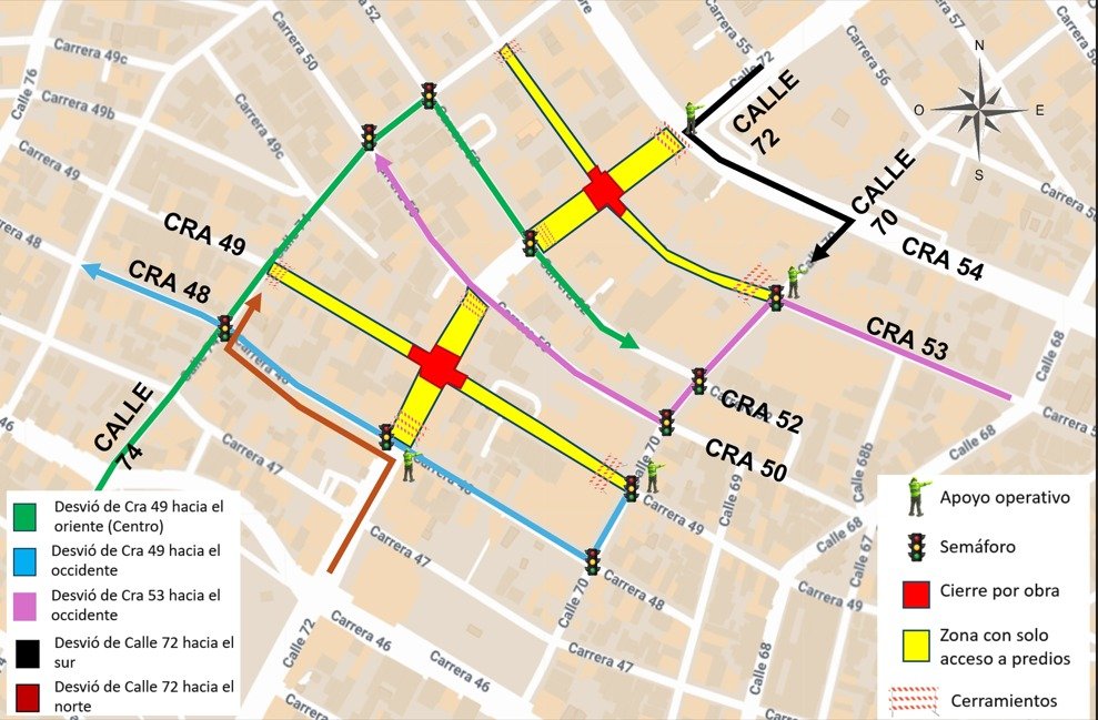 Barranquilla: desvíos por obras en la calle 72 con carrera 53 y 49 irán hasta el 13 de julio