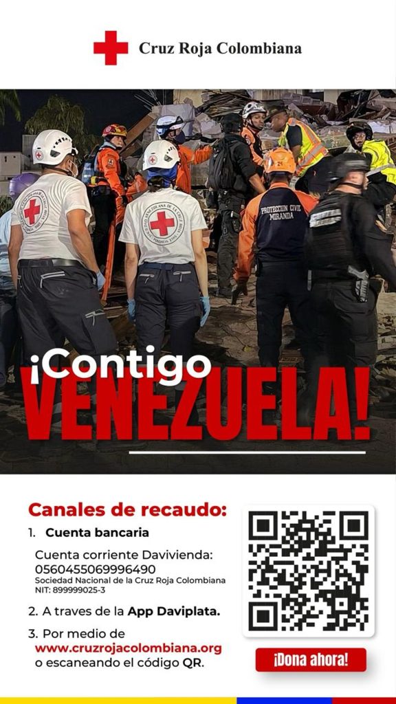 Cruz Roja Colombiana despliega equipo humanitario a Venezuela y activa campaña para ayudar a los afectados