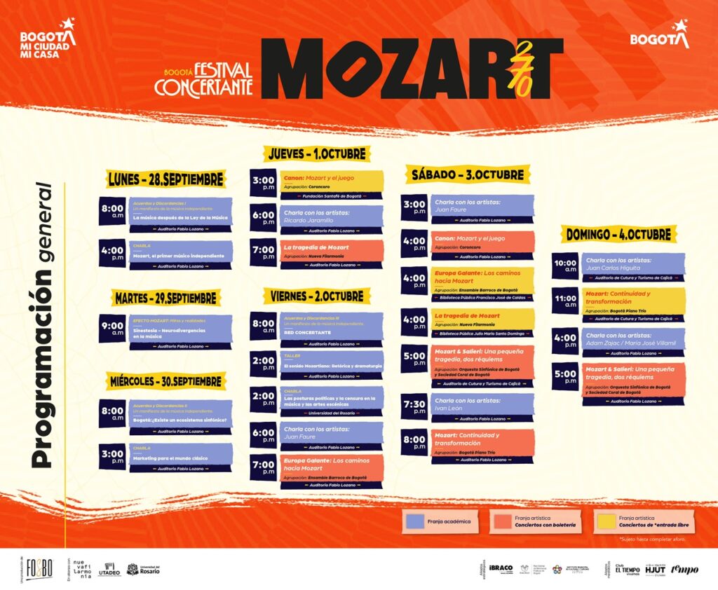 Del 28 de septiembre al 4 de octubre. Festival Bogotá Concertante: Mozart 270