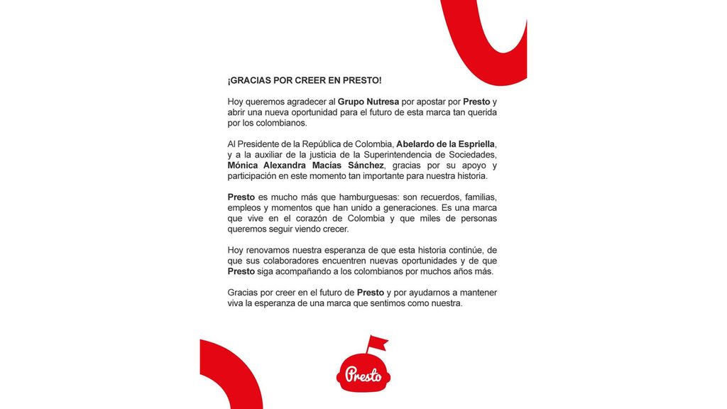 El Grupo Nutresa adquirió a Presto, evitó su liquidación y salvó 700 empleos